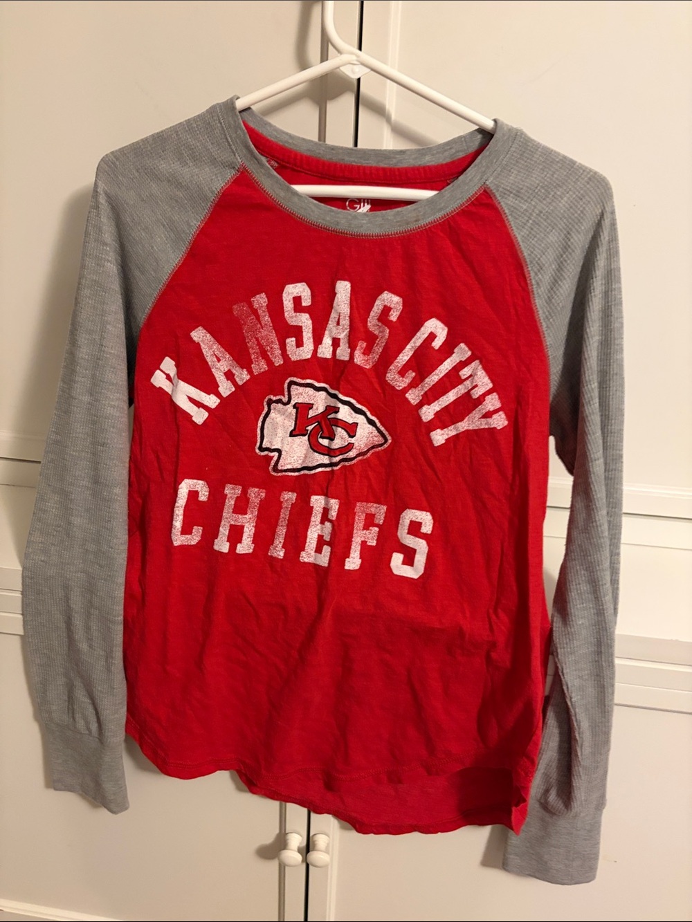 Kansas City Chiefs Kids Raglan Long Sleeve Shirt - Red & Gray
